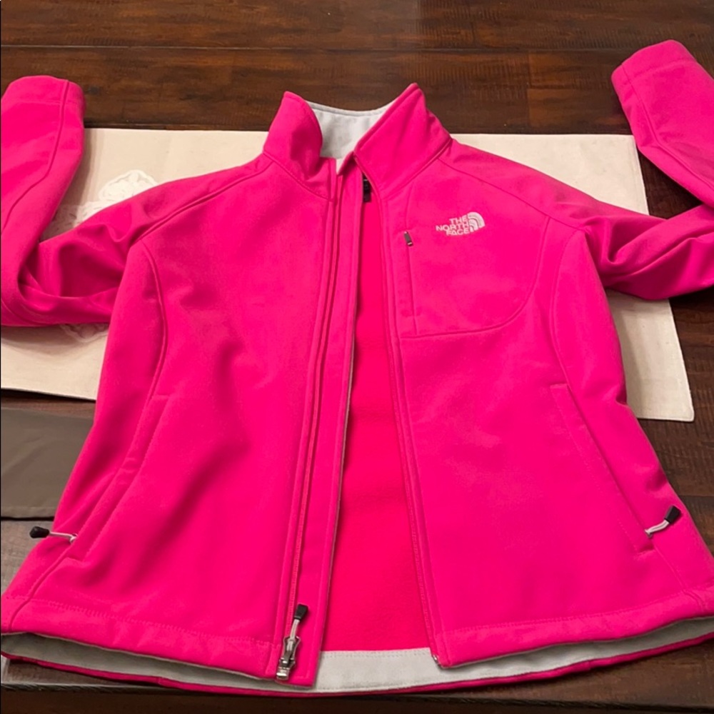 The North Face fleece lined zip up jacket- Fucshia